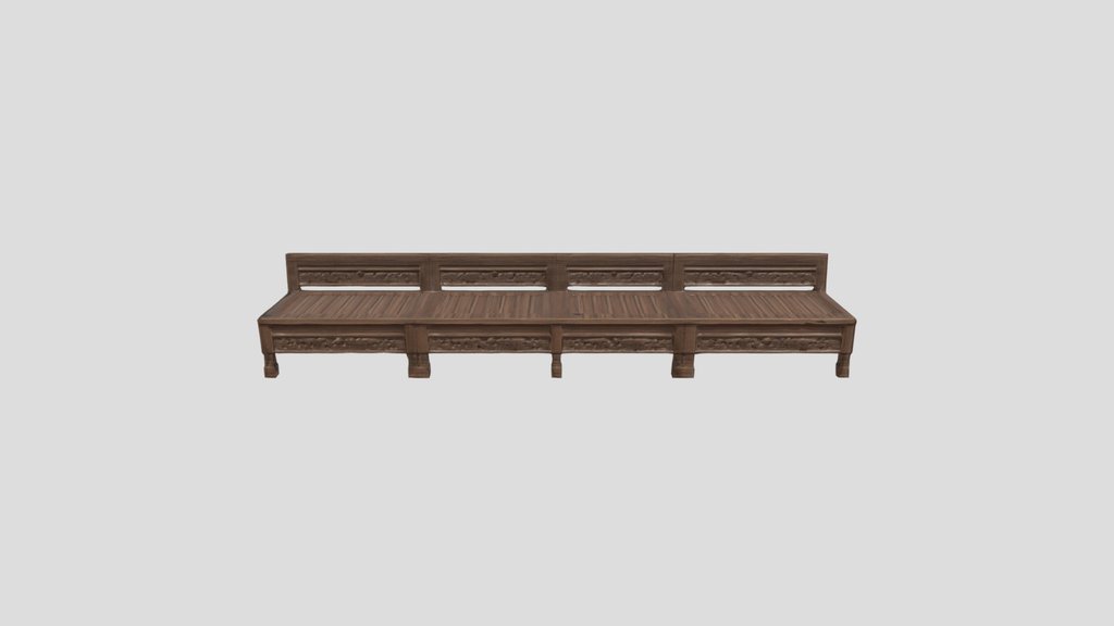 Long Carved Floral Wooden Bench