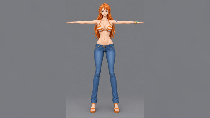 Nami (One Piece) T-Pose 3D Model