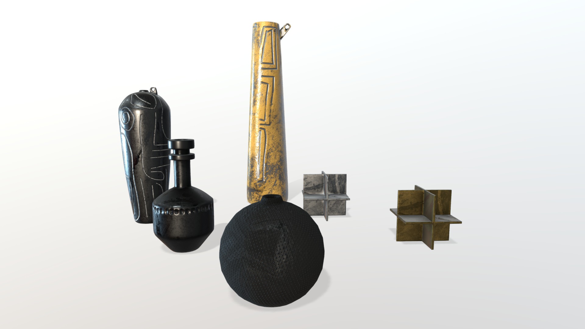 3D model Cooper black brass objects set - This is a 3D model of the Cooper black brass objects set. The 3D model is about a few different types of screws.