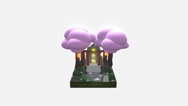 Temple Japonais Low Poly 3D Model