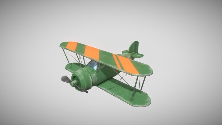 Stylized Biplane 3D Model
