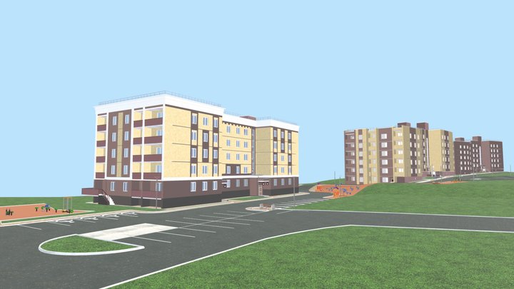 5 этажный, многоквартирный дом 3D Model