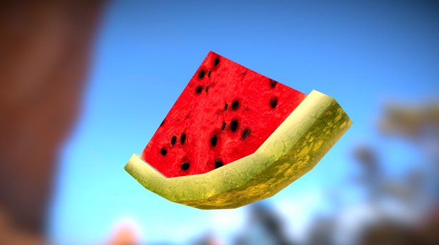 Lowpoly Watermelon Slice 3D Model