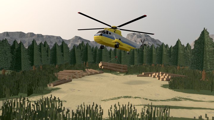 Logging Helicopter 3D Model