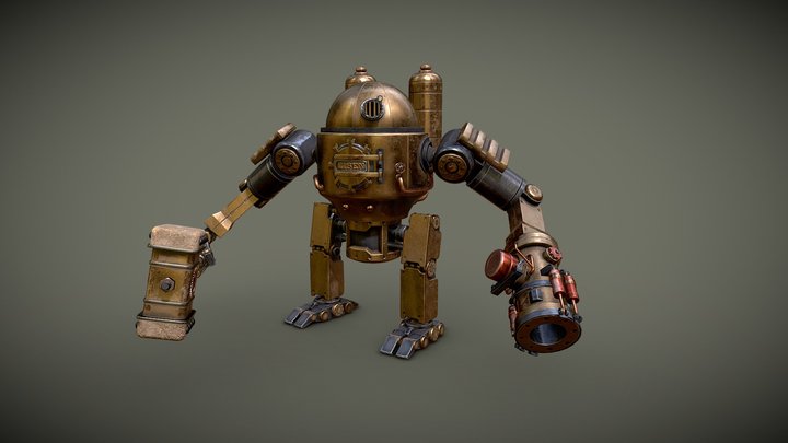 Combat Steampunk Robot 3D Model