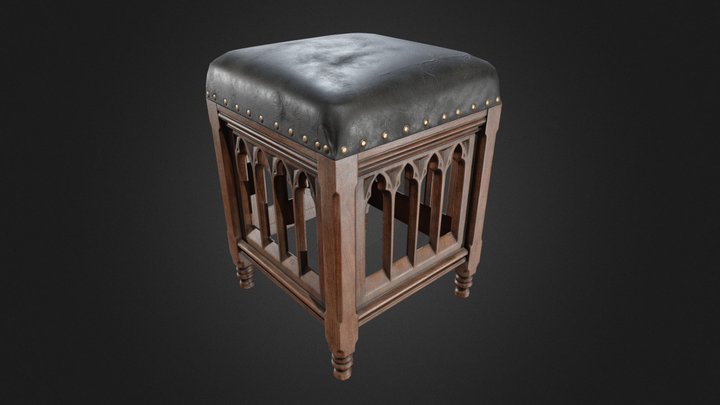 Gothic Stool 3D Model
