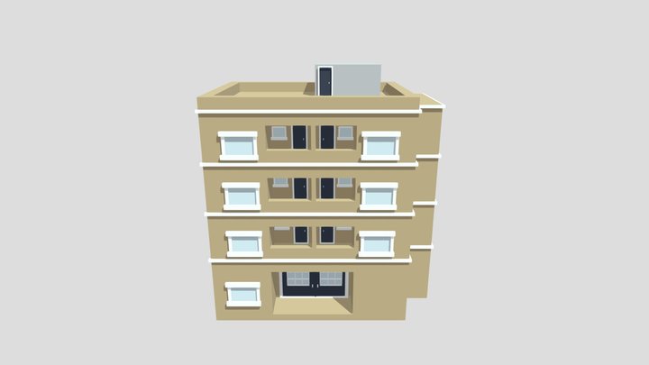 Low Poly Apartment Building 3D Model