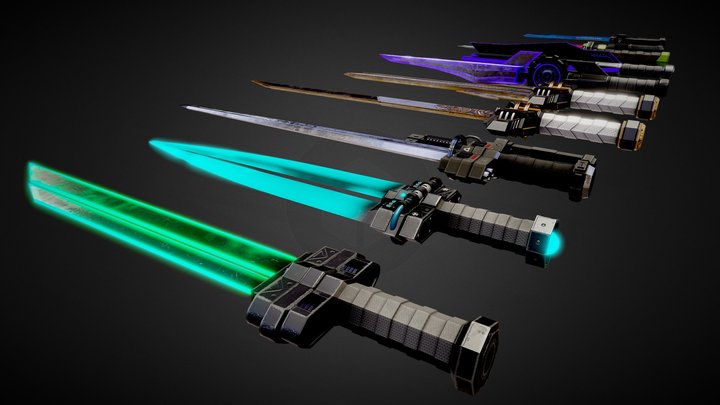 Cyberpunk swords 3D Model