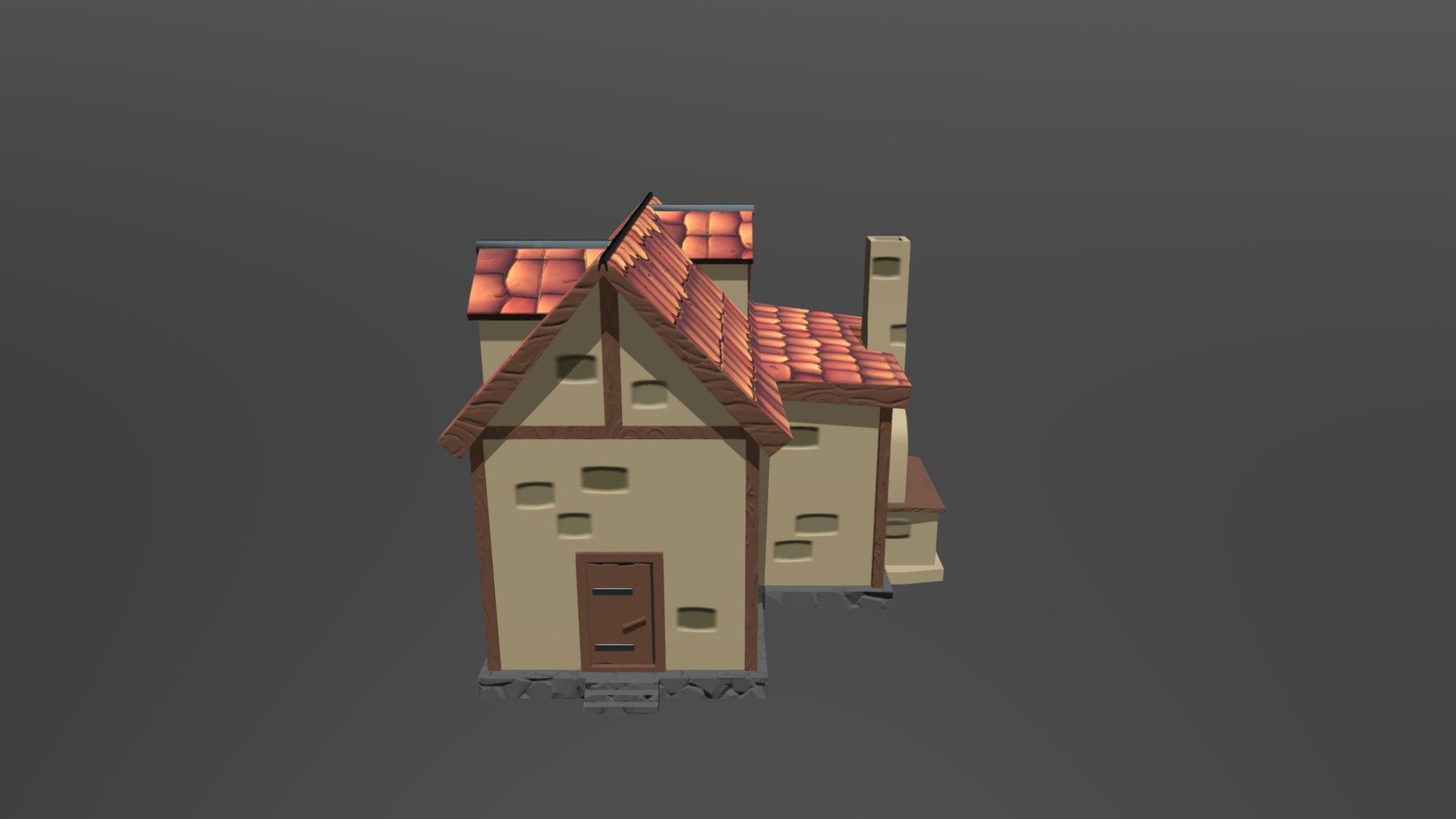 Stylized medieval Bakery 3D model (low poly)