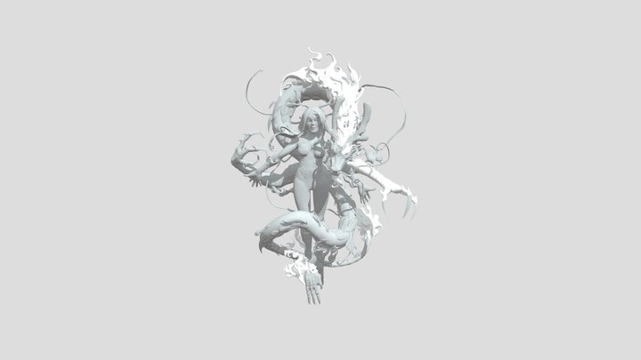 Girl Sleep With Dragon 3D Model