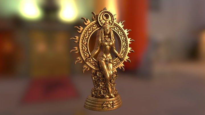 Statuette Sun Goddess Girl (cnc and 3d printing) 3D Model