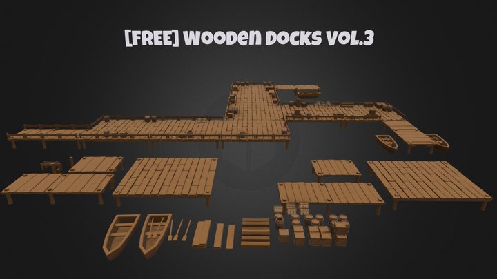 [FREE] Lowpoly Wooden Docks Vol.3 [Asset pack] 3D Model