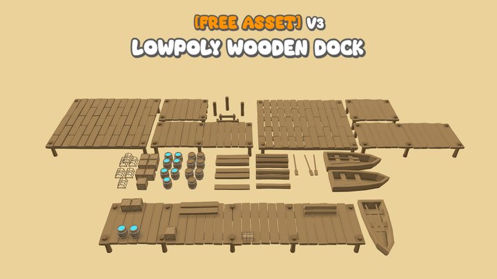 [FREE] Lowpoly Wooden Docks Vol.3 [Asset pack] 3D Model