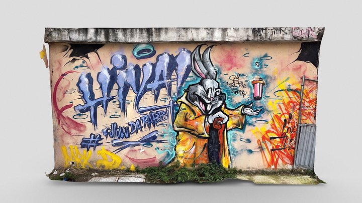 Day 297: #FollowDaRabbit mural, Paris – Free 3D Model STL