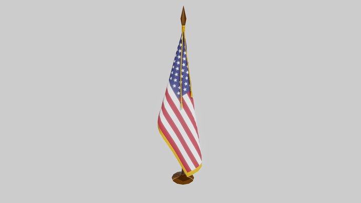 Indoor U.S. Flag (low poly) 3D Model