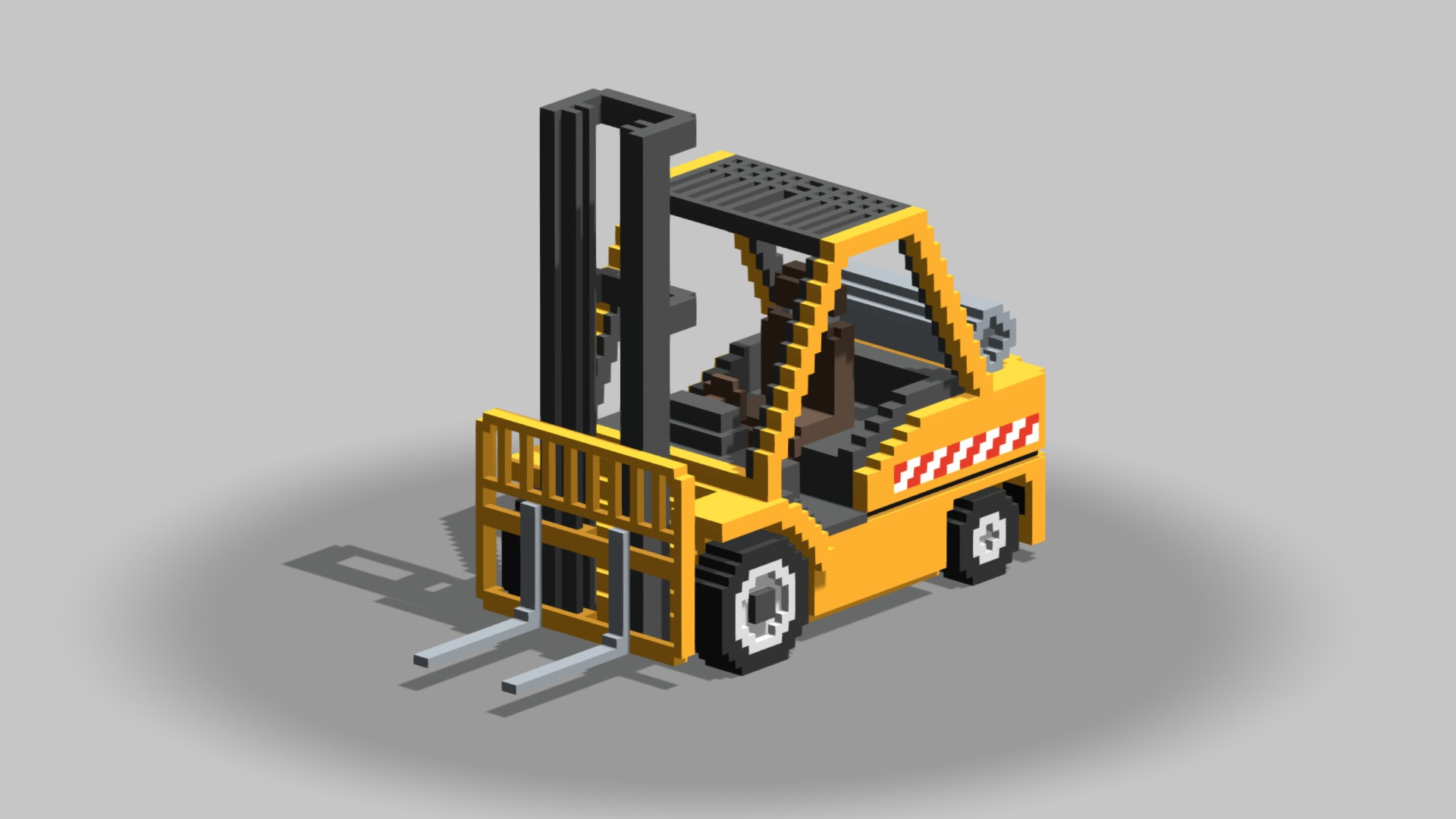 3D model Voxel Forklift - This is a 3D model of the Voxel Forklift. The 3D model is about a yellow and black machine.