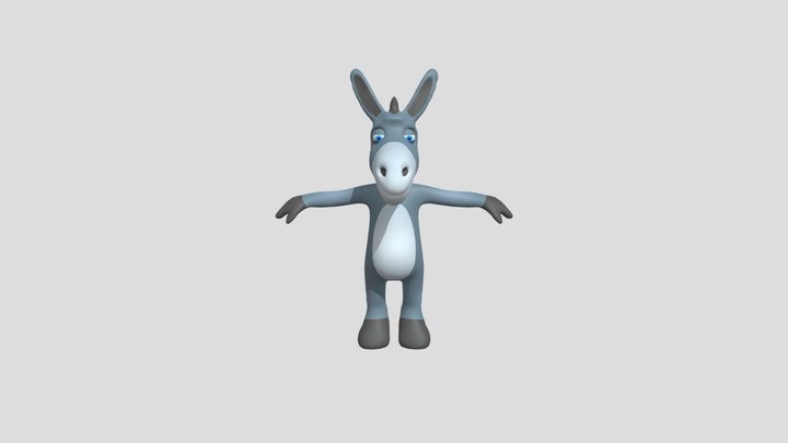 stylized cartoon anthropomorphic donkey 3D model 3D Model