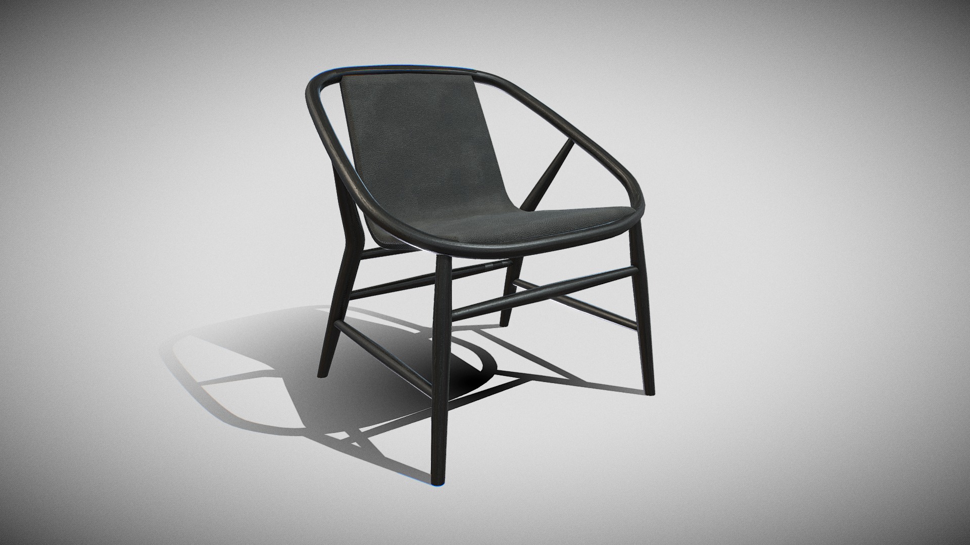 3D model EVE Chair-Black Lacquered - This is a 3D model of the EVE Chair-Black Lacquered. The 3D model is about a chair on a white background.