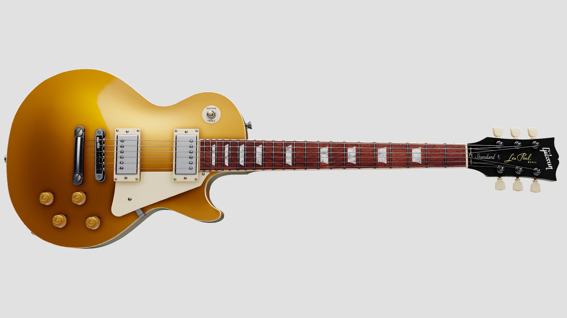 3D model Gibson Les Paul Goldtop - This is a 3D model of the Gibson Les Paul Goldtop. The 3D model is about a guitar with a black neck.