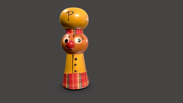 Vintage Danish Pepper Shaker - Low Poly Version