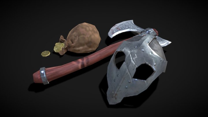 Low-Poly Viking Props 3D Model