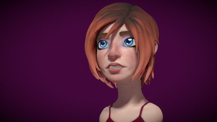 Cartoon Girl bust 3D Model