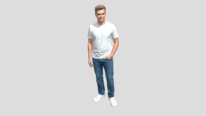 Casual Portrait of a Young Man 3D Model