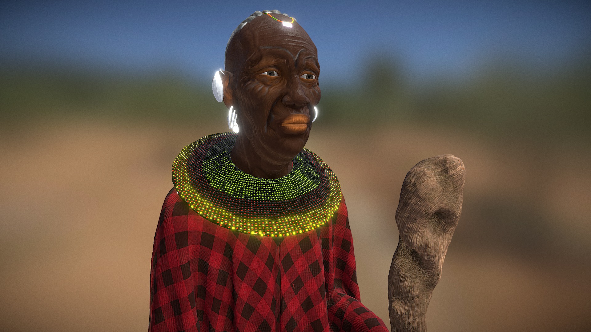 3D model Tribe Turkana - This is a 3D model of the Tribe Turkana. The 3D model is about a man wearing a garment.