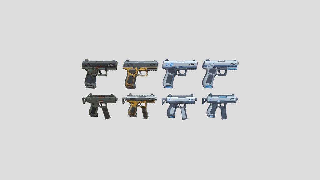 Low Poly Futuristic Cyberpunk Guns