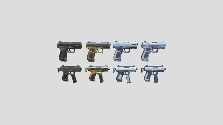 Low Poly Futuristic Cyberpunk Guns – Modelo 3D gratuito STL