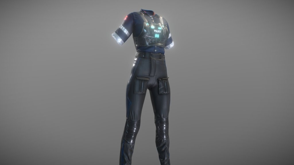 cyber cop costume set low poly version