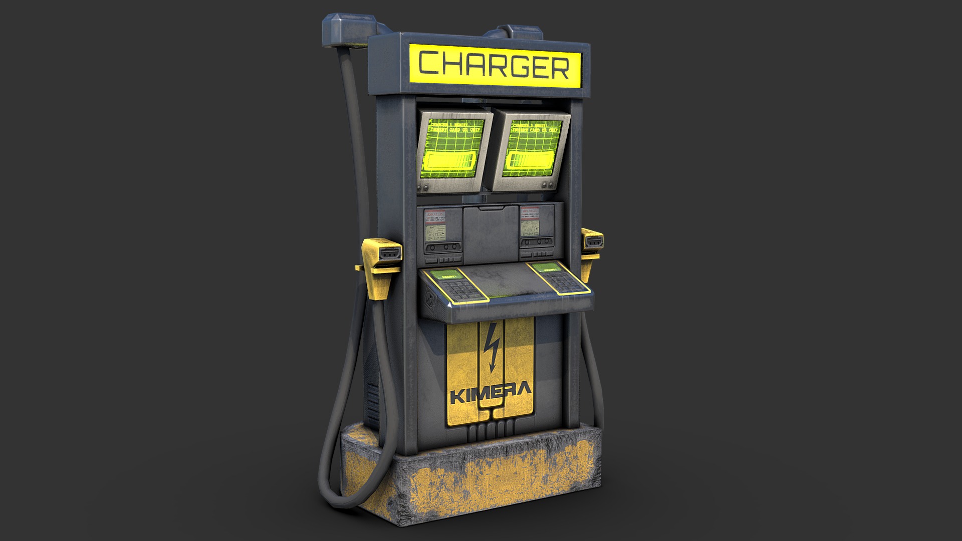 3D model Cyberpunk Charger - This is a 3D model of the Cyberpunk Charger. The 3D model is about a machine with a screen.