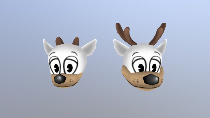 Deer Toon Heads 3D Model