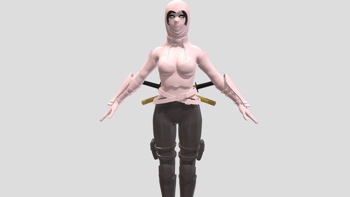 Pink Ninja Assassin low poly 3D Model