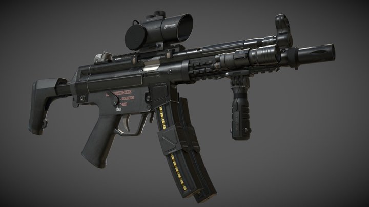 H&K MP5(A3) Fully Accessorized 3D Model