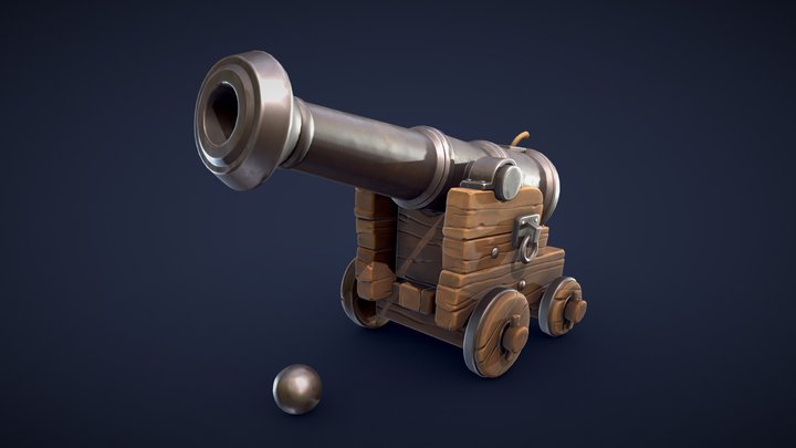 Stylized Pirate Cannon - Low Poly 3D Model