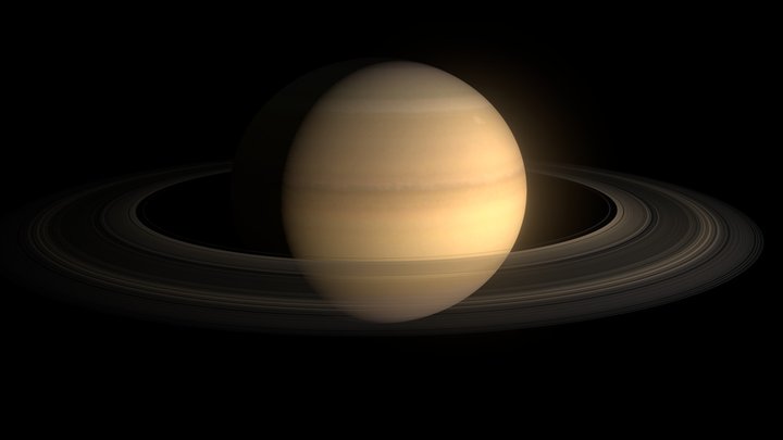 Saturn with rings HD 3D Model