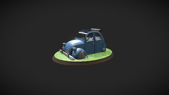 Voiture_Deux_Chevaux_Turnable_Sketchfab_01 3D Model