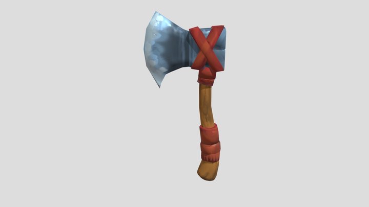 Low Poly Hand-Painted Axe 3D Model