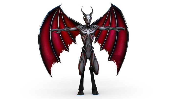 Low Poly Darck Grey Demon Vampire Monster 3D Model