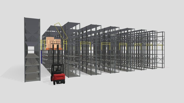Metal Shelving Mezzanine 3D Model