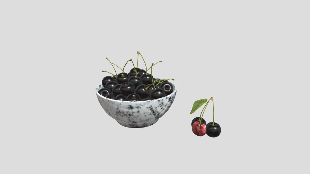Fresh Cherries In Marble Bowl