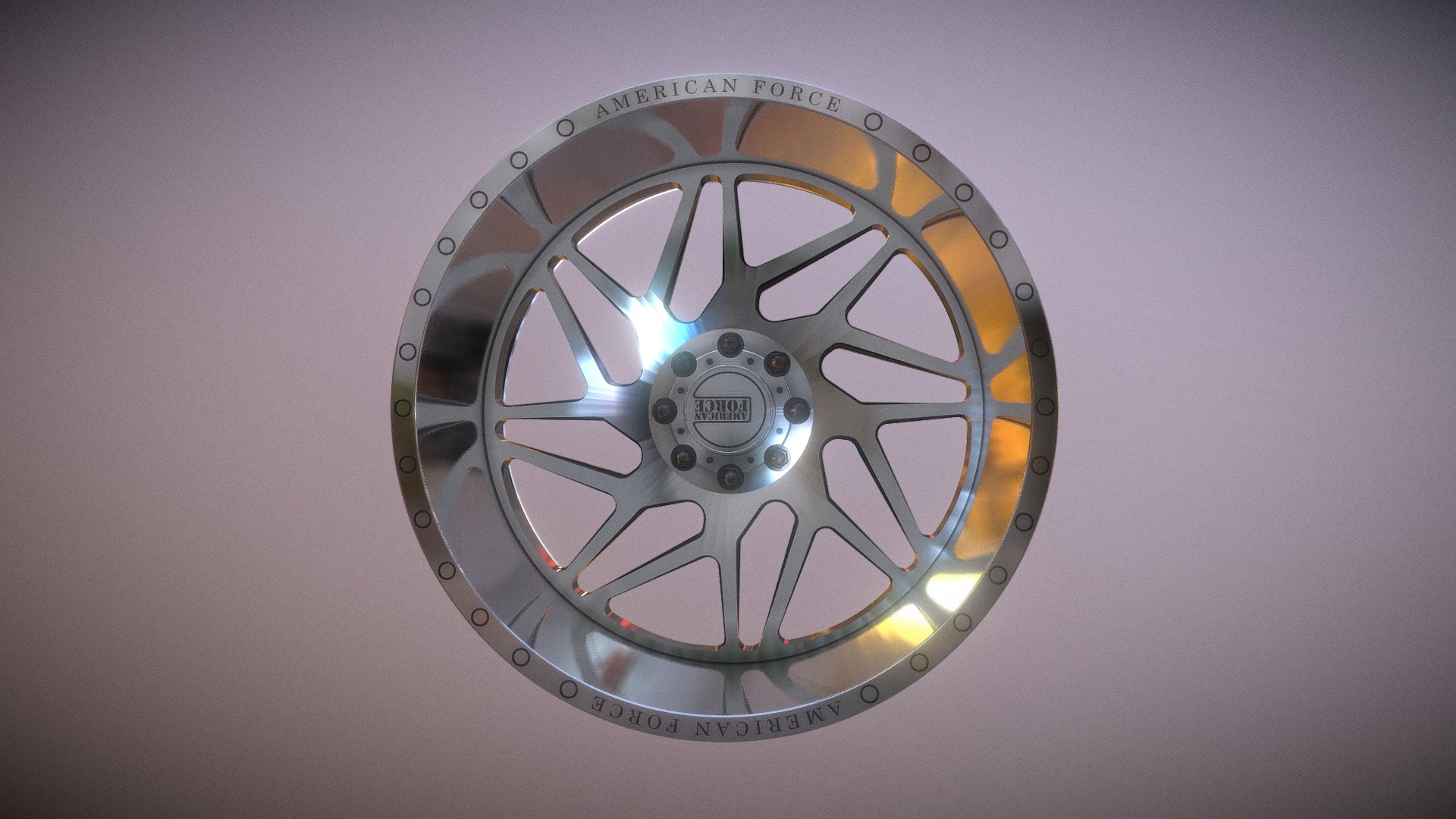3D model wheel_4 - This is a 3D model of the wheel_4. The 3D model is about a round black and white rim with a round metal object on top.