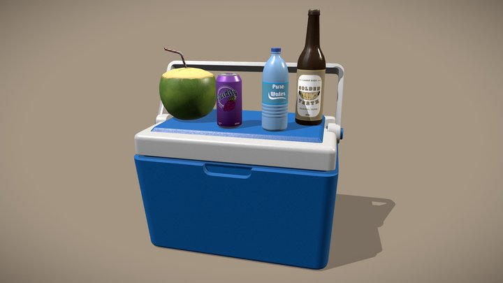 Cooler Box With Drinks 3D Model