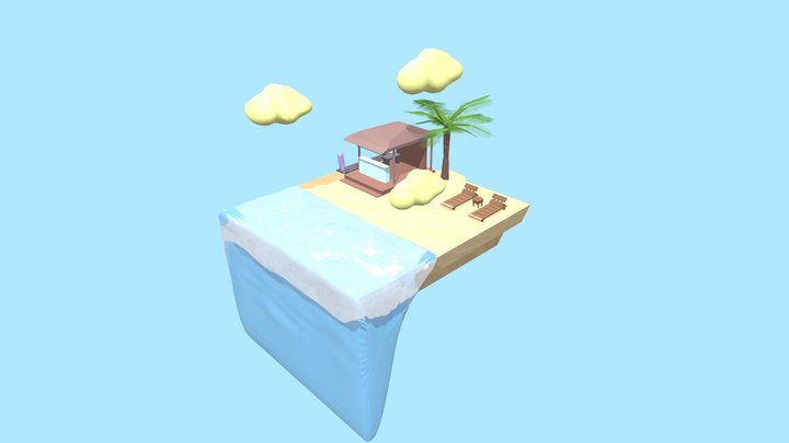 'Into The Clouds' Isometric Island 3D Model