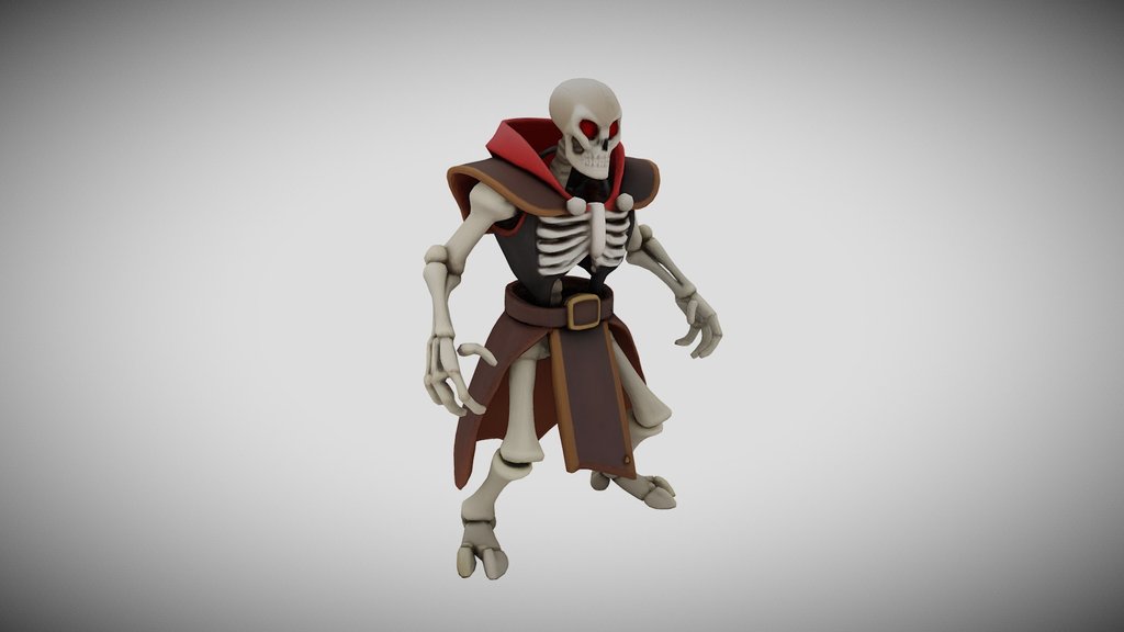 Skeleton Mage Lowpoly Handpainted