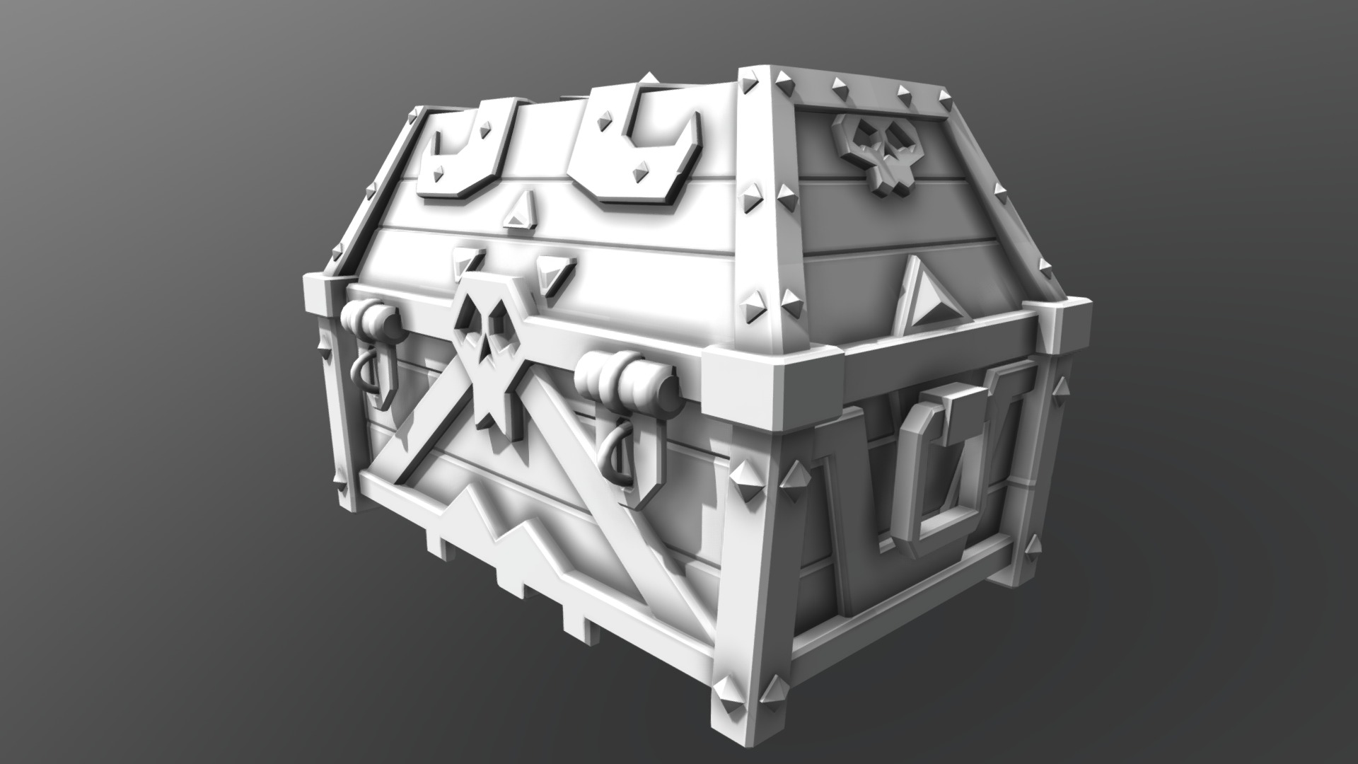 3D model captains chest sea of thieves 3d printable - This is a 3D model of the captains chest sea of thieves 3d printable. The 3D model is about a white cube with black text.