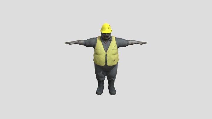 male zombie character (dockworker) 3D Model