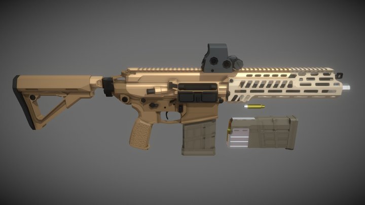 low-poly SIG MCX Spear Assaulter 3D Model