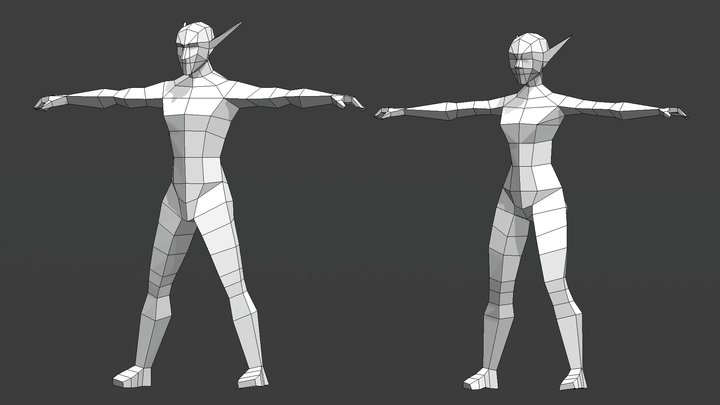 Elfs LowPoly - Rigged 3D Model